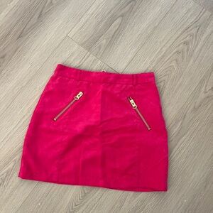 Hot Pink Faux Suede Mini Skirt w/ Gold Zippers – Size 6